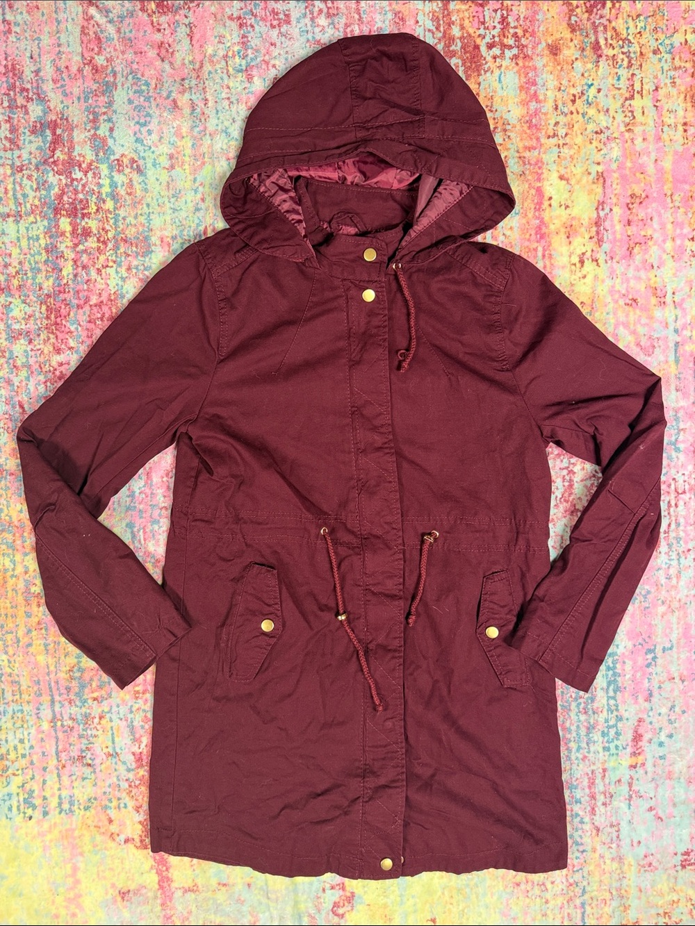 Ambiance Burgundy Hooded Trench Coat